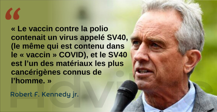 RFK: vaccin de la polio contenait un virus SV40, le même qui est dans le « vaccin » COVID, et qui est un des matériau les plus cancérigènes